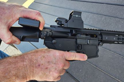 Handi-Rug-AR being used with an AR-platform firearm